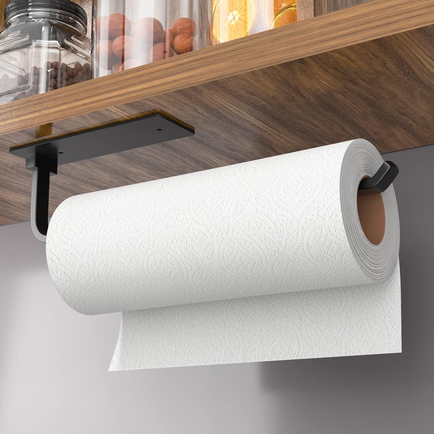 Matte Black Magic: The Ultimate Paper Towel Holder That Sticks or Drills!