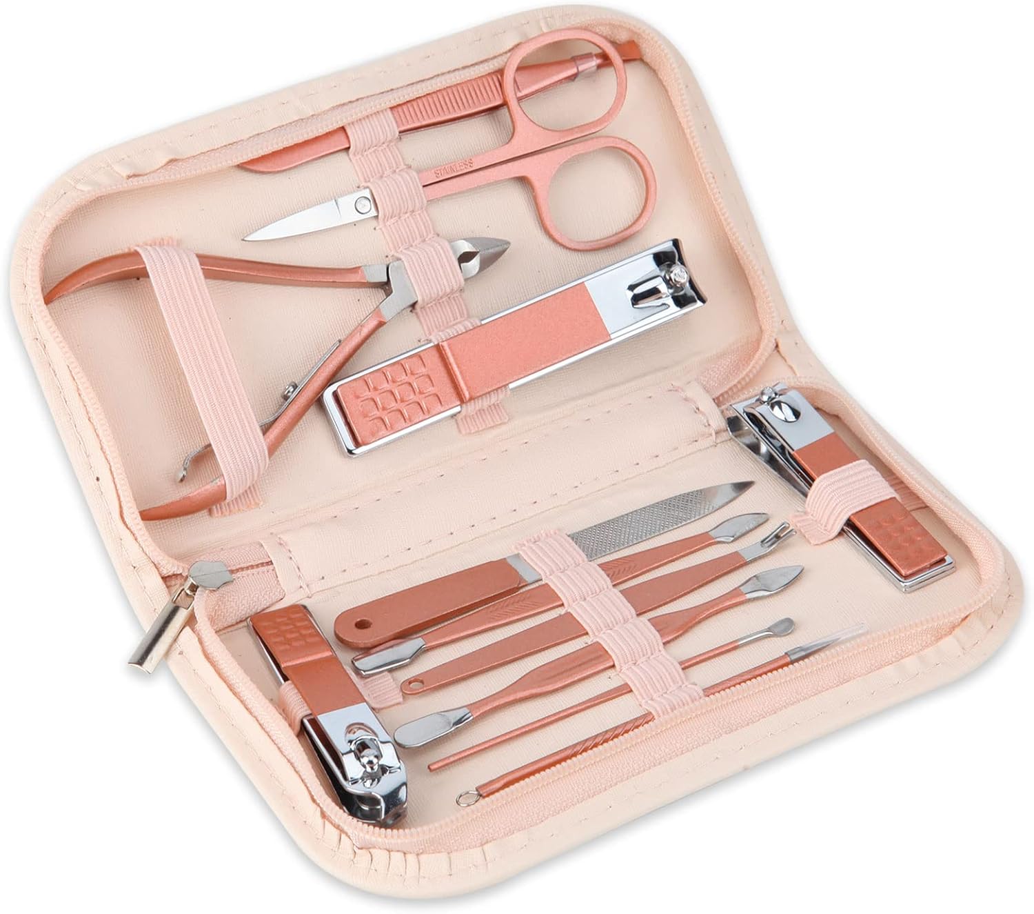 Ultimate Nail Care: 12-in-1 Rose Gold Manicure Set for On-the-Go Glam!