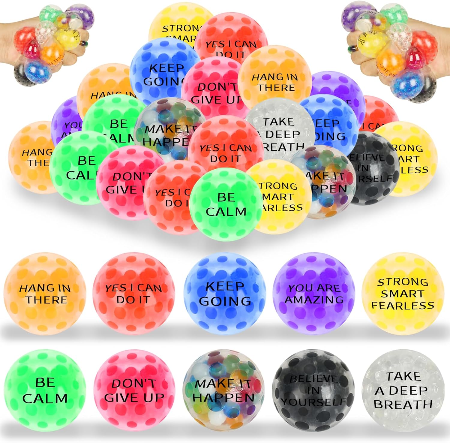 Unleash Joy: 20 Pack Colorful Motivational Mini Stress Balls for Ultimate Anxiety Relief!